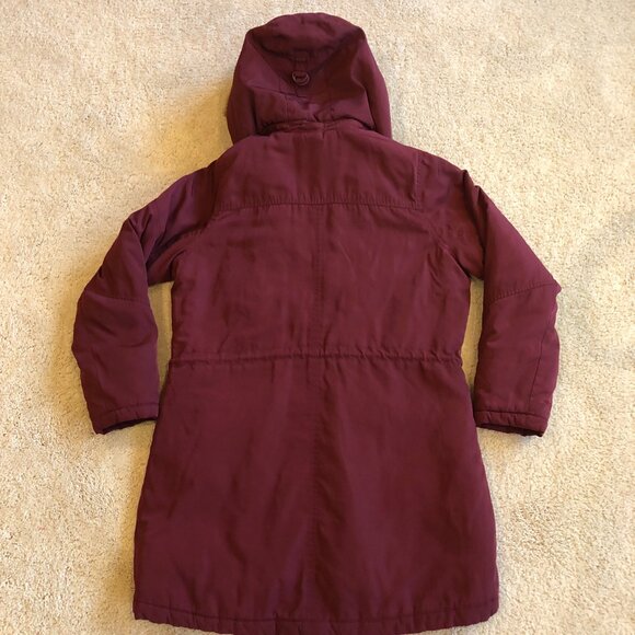 A New Day Mid-Length Hooded Puffer Quilted Maroon/Burgundy Jacket Coat - Picture 8 of 11